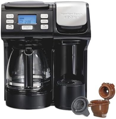 Hamilton Beach FlexBrew Trio 2-Way Coffee Maker, Compatible with K-Cup Pods or Grounds, Combo, Single Serve & Full 12c Pot, Black – Fast Brewing, Refurbished (R49934)