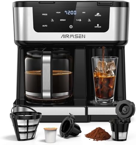 Close-up of AIRMSEN coffee maker with touchscreen control panel