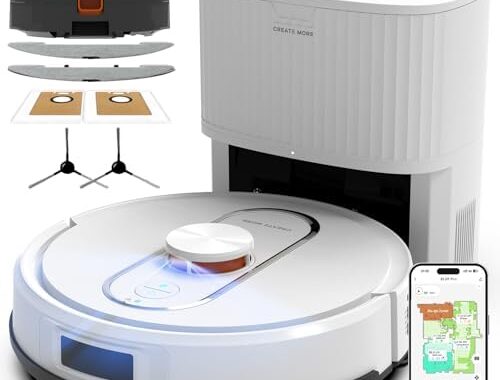 Bagotte Robot Vacuum and Mop Combo, 6000Pa Robotic Vacuum with Mapping, Self-Emptying Station for 90 Days Hands-Free Cleaning, LiDAR Navigation,Wi-Fi/App/Alexa Voice Control, for Carpets Hard Floors