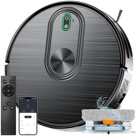 Robot Vacuum and Mop Combo, 6500Pa Strong Suction, 2 in 1 Robotic Vacuum with Gyro Inertial Navigation, 200 Min Runtime, App/Wi-Fi/Voice Control, Slim, for Pet Hair, Hard Floor, Carpet